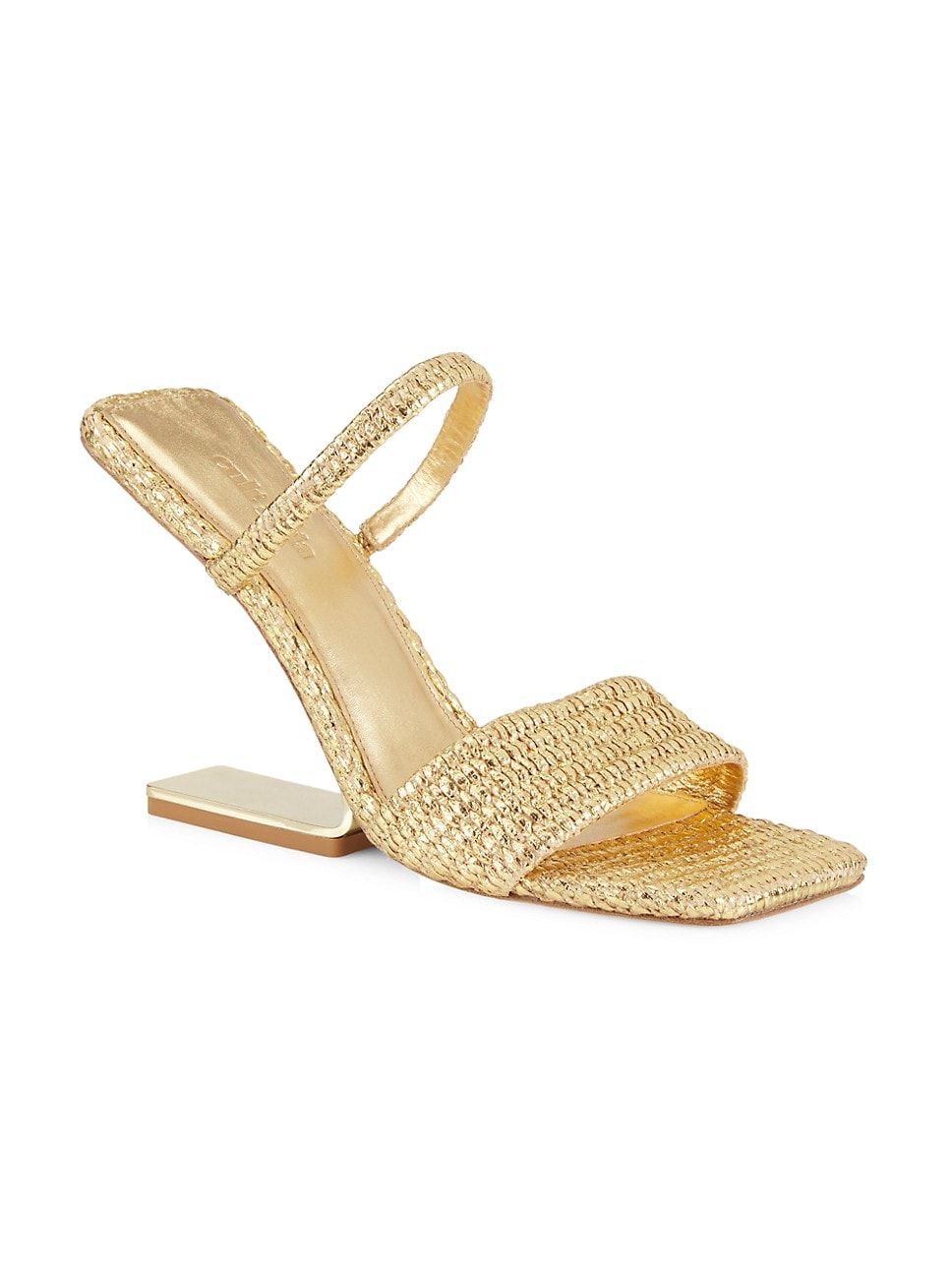 Rene Metallic Raffia Wedge Sandals | Saks Fifth Avenue