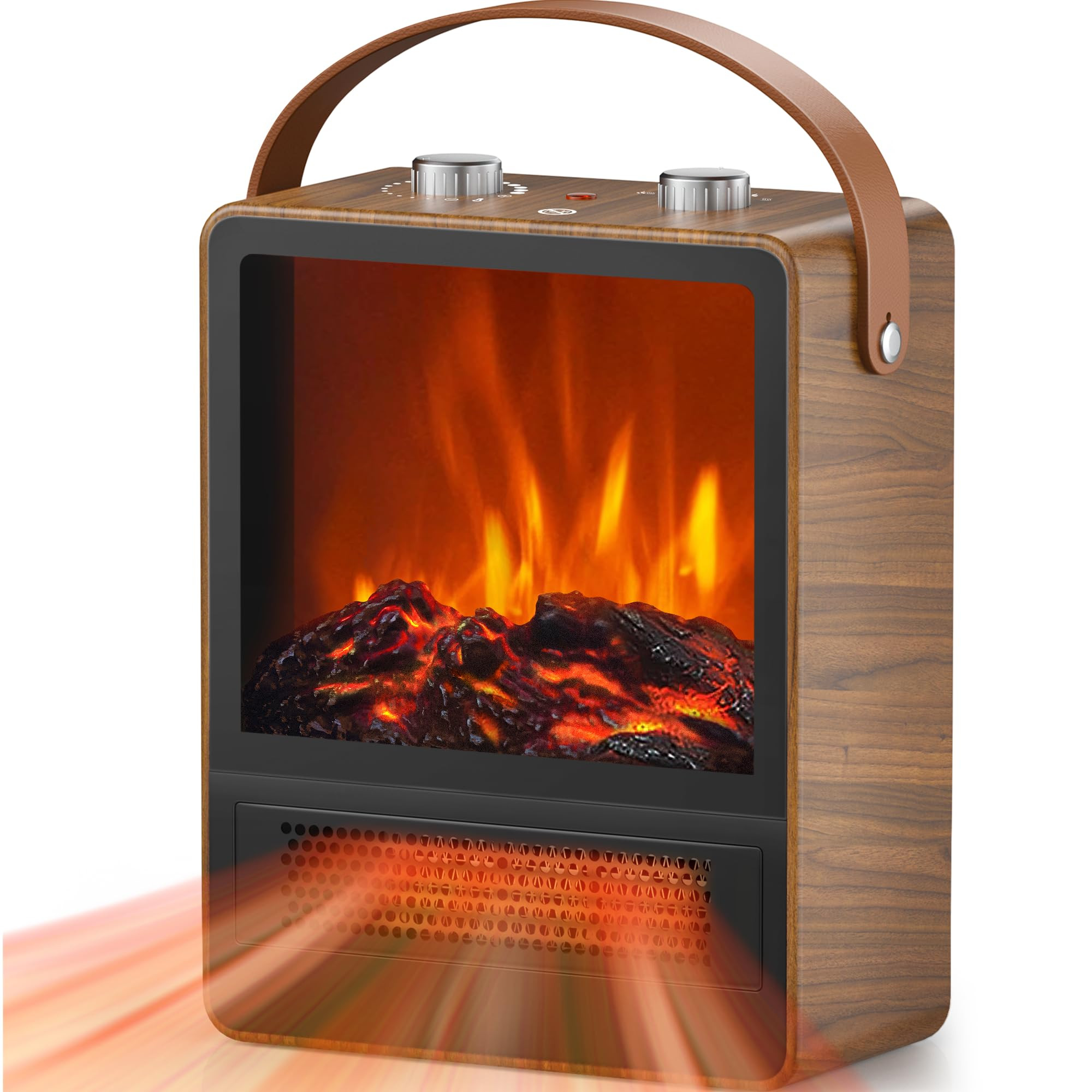Electric Fireplace Heater for Indoor Use, 1500W/750W Space Heater Fireplace with 3D LED Flame, Do... | Amazon (US)