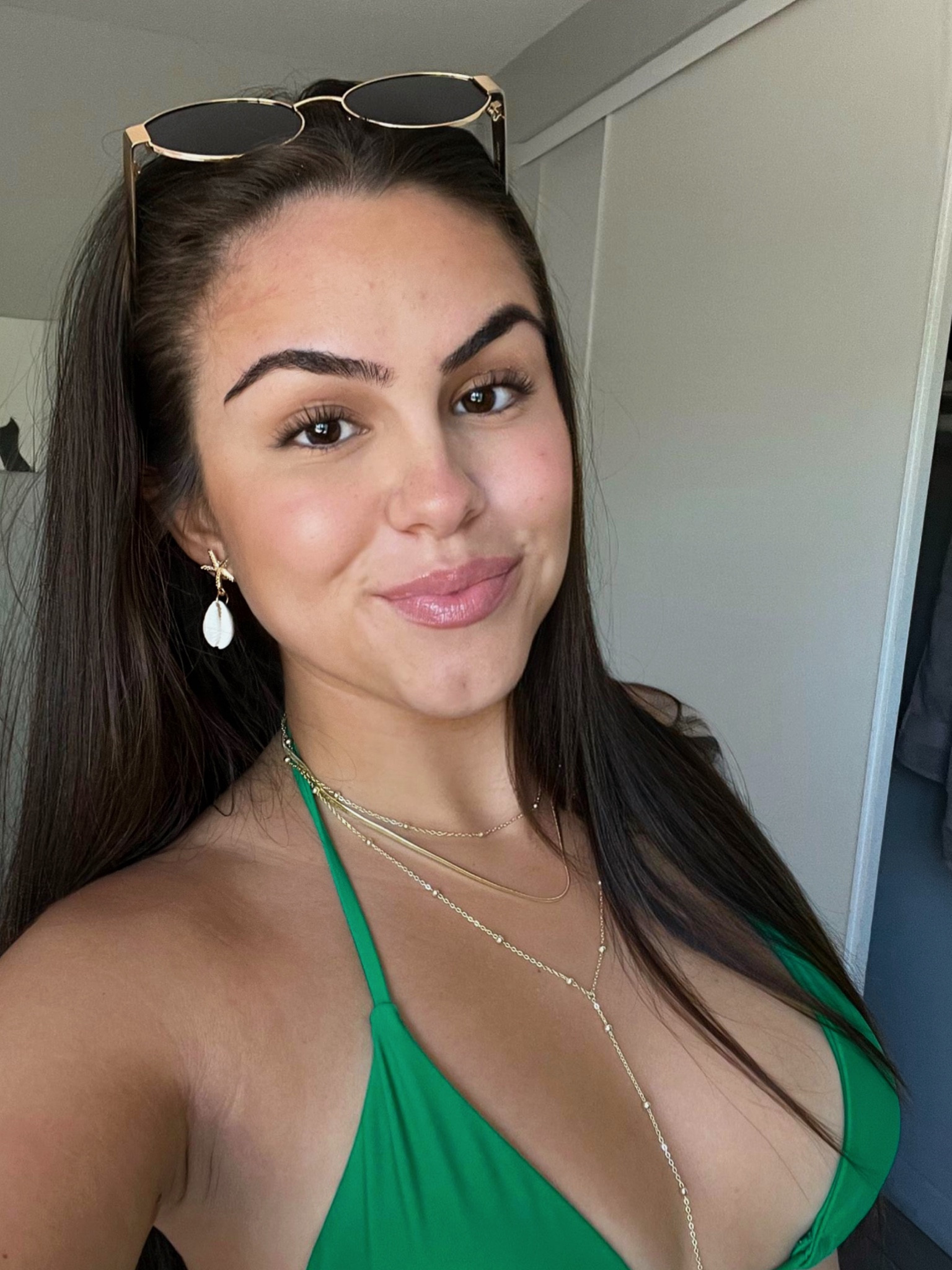 pool day in palm springs 🍸 paired this cutie green bikini with gold accessories and seashell earrings- figured they were fitting for the summer! 🐚 

#LTKFindsUnder50 #LTKTravel #LTKStyleTip