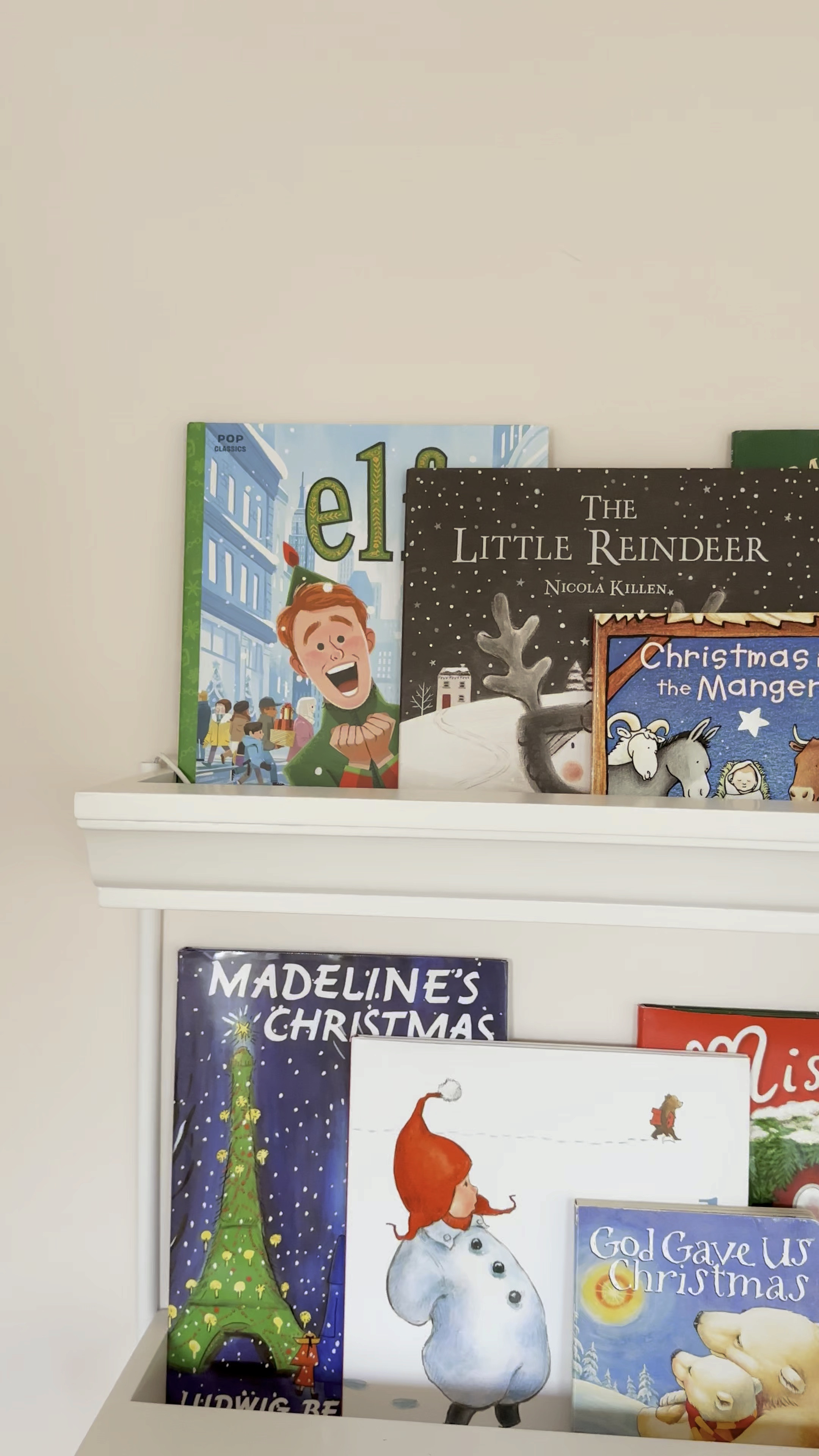 Kid’s Christmas bookshelf, Christmas books, holiday books, nursery decor, girl’s bedroom decor, pottery barn kids, floating shelves 

#LTKFamily #LTKKids #LTKHoliday