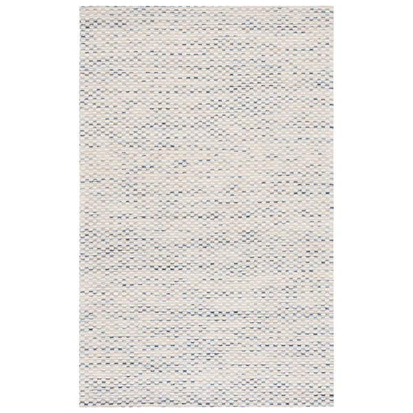 Laureldale Abstract Handmade Flatweave Area Rug in White/Navy | Wayfair North America