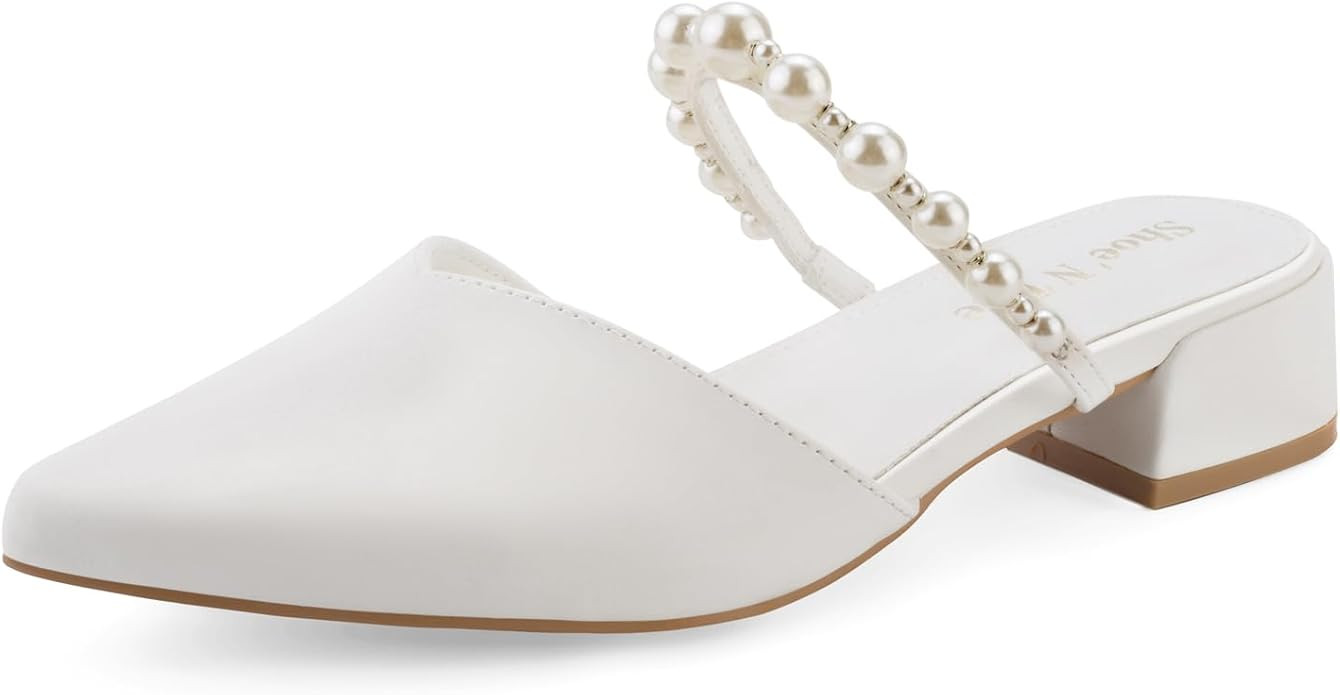 Shoe'N Tale Pointed Toe Mules for Women Heels Knit Heeled Sandals Low Chunky Block Heel Slip-on S... | Amazon (US)