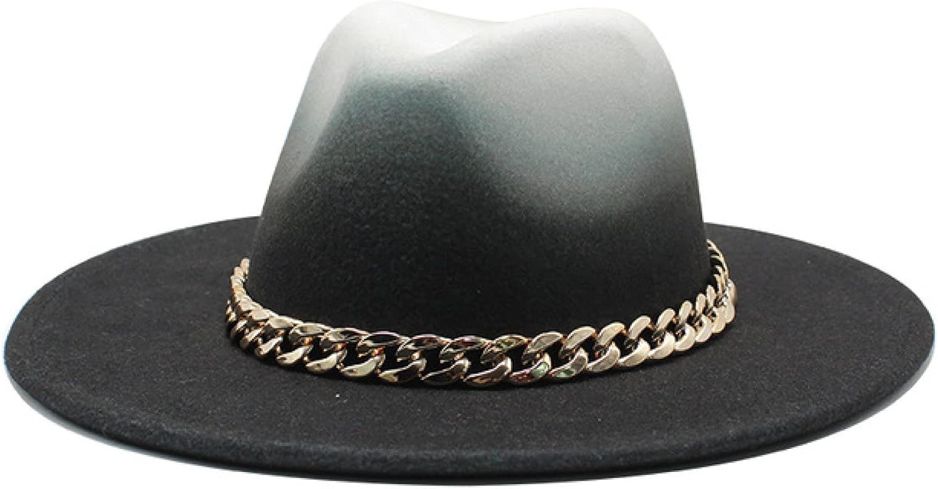 Winter Autumn Fedoras Top Hat with Thick Gold Chain Band Belt Jazz Caps European American Formal ... | Amazon (US)