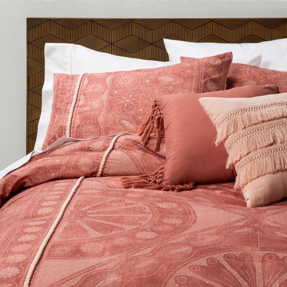 Jessamine Pom Trimmed Comforter Set Rose - Opalhouse™ | Target