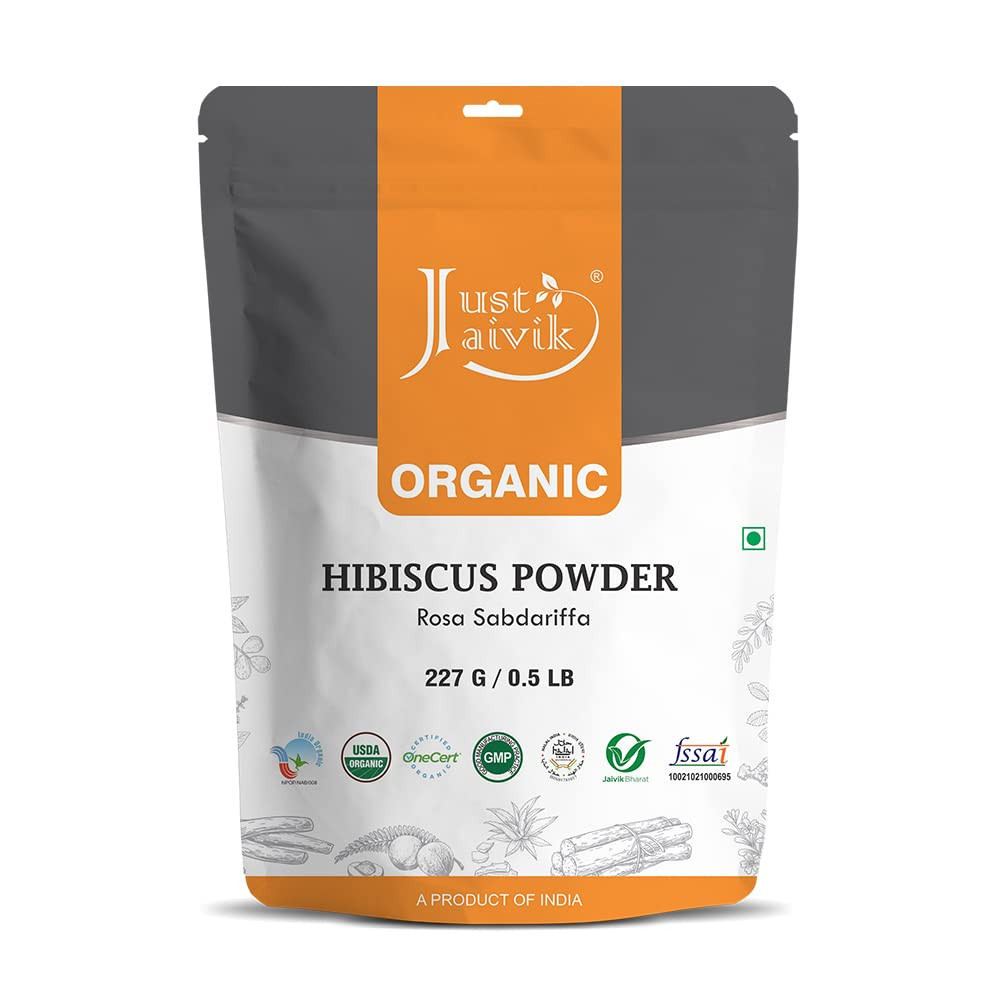 Just Jaivik 100% Organic Hibiscus Flower Powder (Hibiscus Sabdariffa) 1/2 LB, 08 oz, 227g USDA Ce... | Amazon (US)