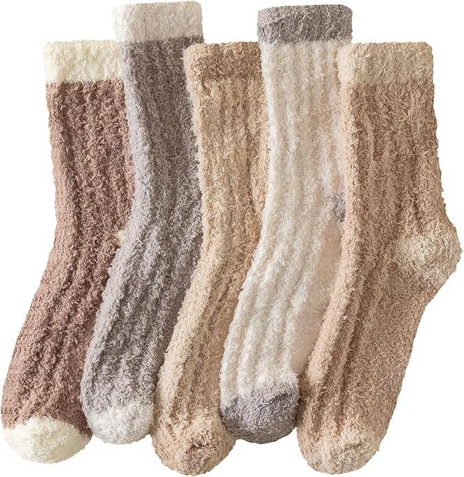 Clothclose Fuzzy Socks For Women, Womens Fuzzy Slipper Sock Super Soft Microfiber Fluffy Cozy Win... | Amazon (US)