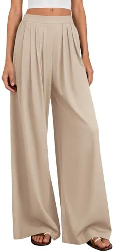 PRETTYGARDEN Loose Fit Wide Leg Pants Woman High Waisted Flowy Comfy Palazzo Pants for Women Work... | Amazon (US)