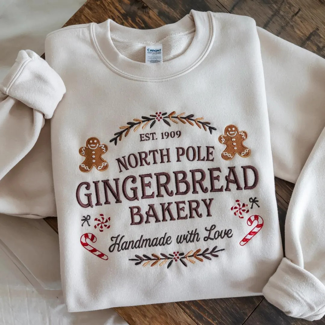 Christmas GINGERBREAD BAKERY Crewneck Sweatshirts, Holiday Sweater, Christmas Sweater, Embroidere... | Etsy (US)