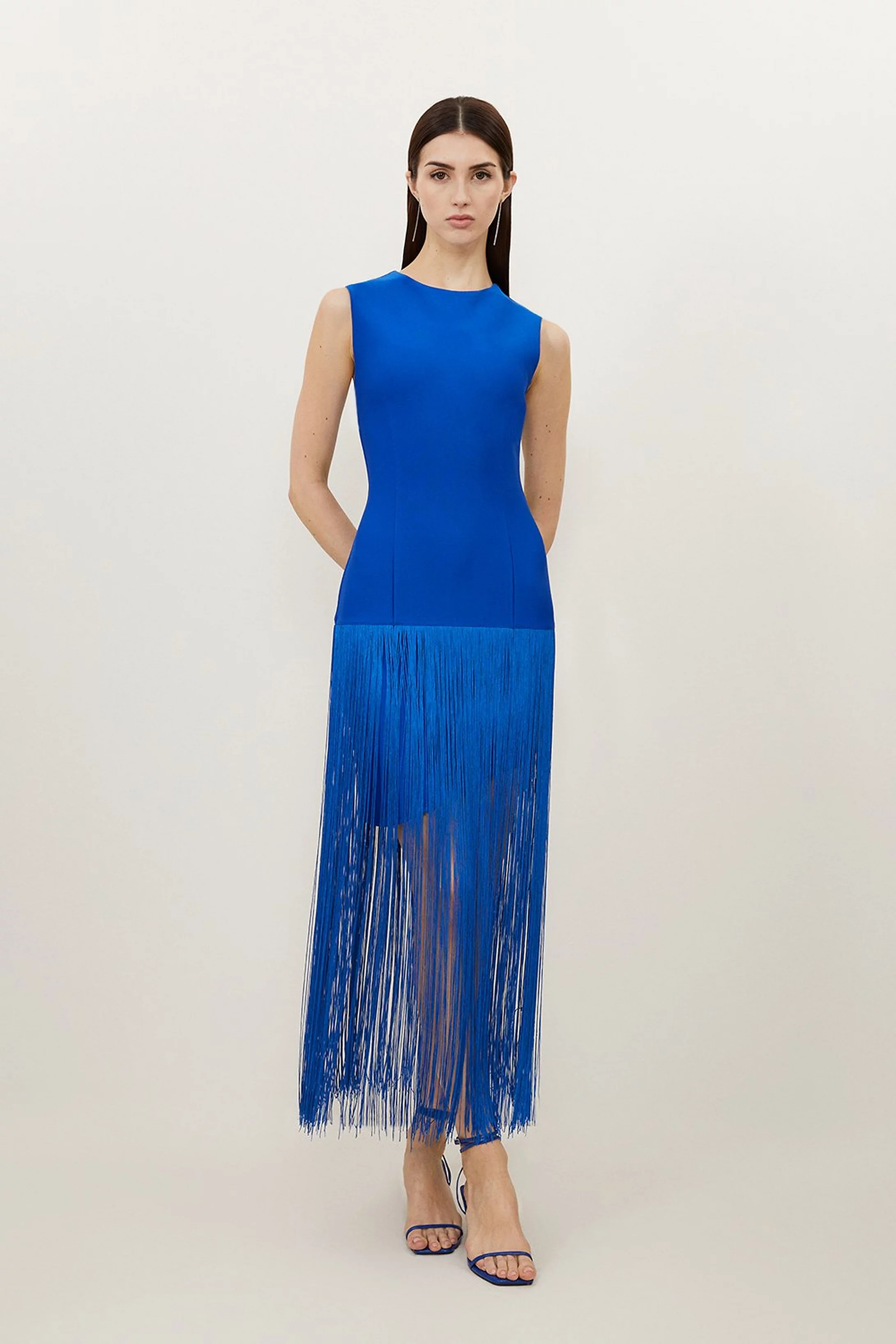 Figure Form Bandage Tassel Hem Dress | Karen Millen US