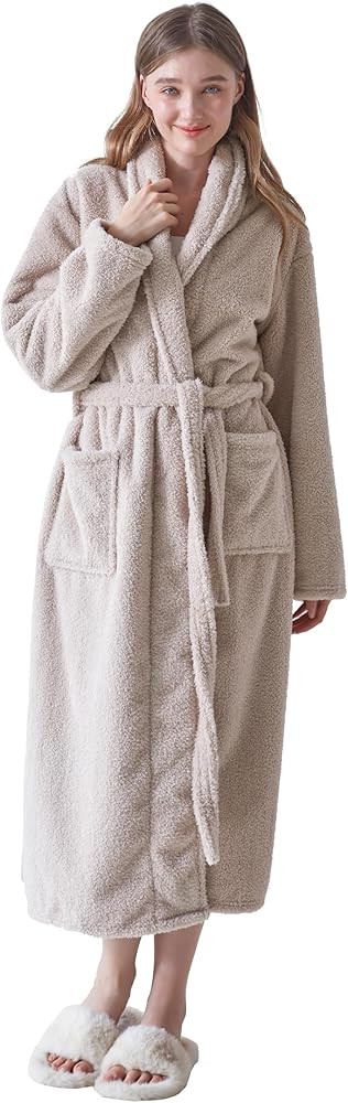 Soft Shawl Collar Lamb Fleece Bathrobe for Women, Innovative Fluffy and Curly Fleece, Premium Plu... | Amazon (US)