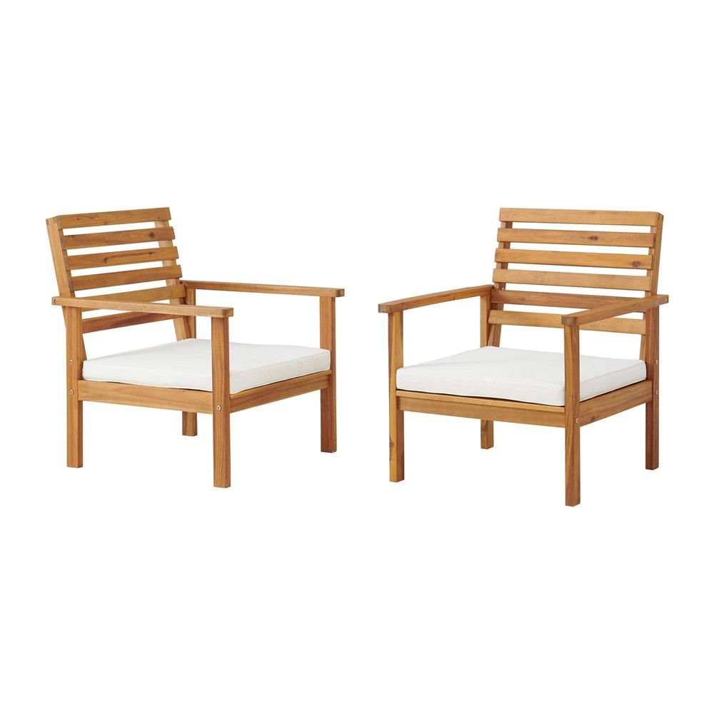 Orwell 2pk Acacia Wood Patio Chairs with Cushions - Natural - Alaterre Furniture | Target