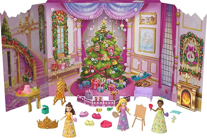 Mattel Disney Princess Doll Advent Calendar with 24 Days of Surprises, Including 3 Small Dolls, 3... | Amazon (US)