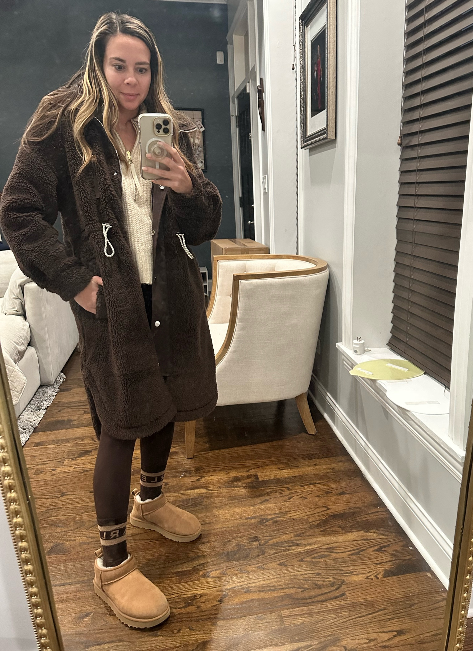 Living in coffee bean color on repeat, really love this color, new Varley, leggings, cropped sweater, long socks, ultra mini uggs, Jones coat size XS, runs a little large, Varley socks, half zip knit in size small, Jaclin Natale



#LTKHoliday #LTKSeasonal #LTKGiftGuide