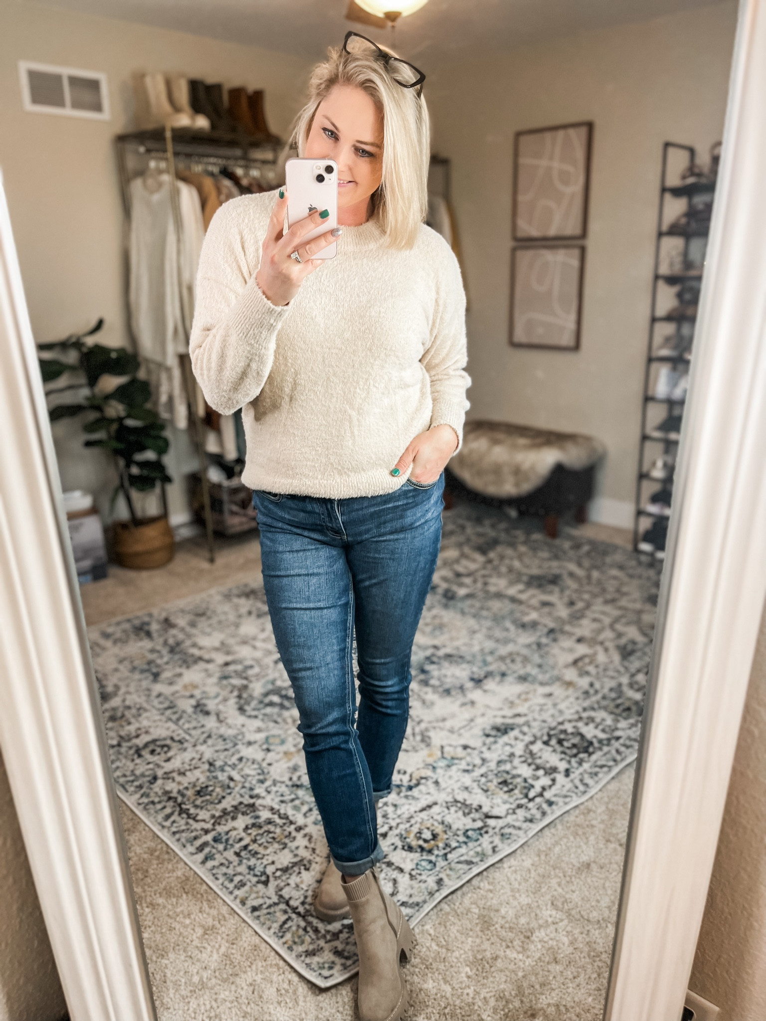 The softest sweater! Fit is true. 
Jeans fit true.
All from Walmart.

#LTKmidsize #LTKstyletip #LTKfindsunder50
