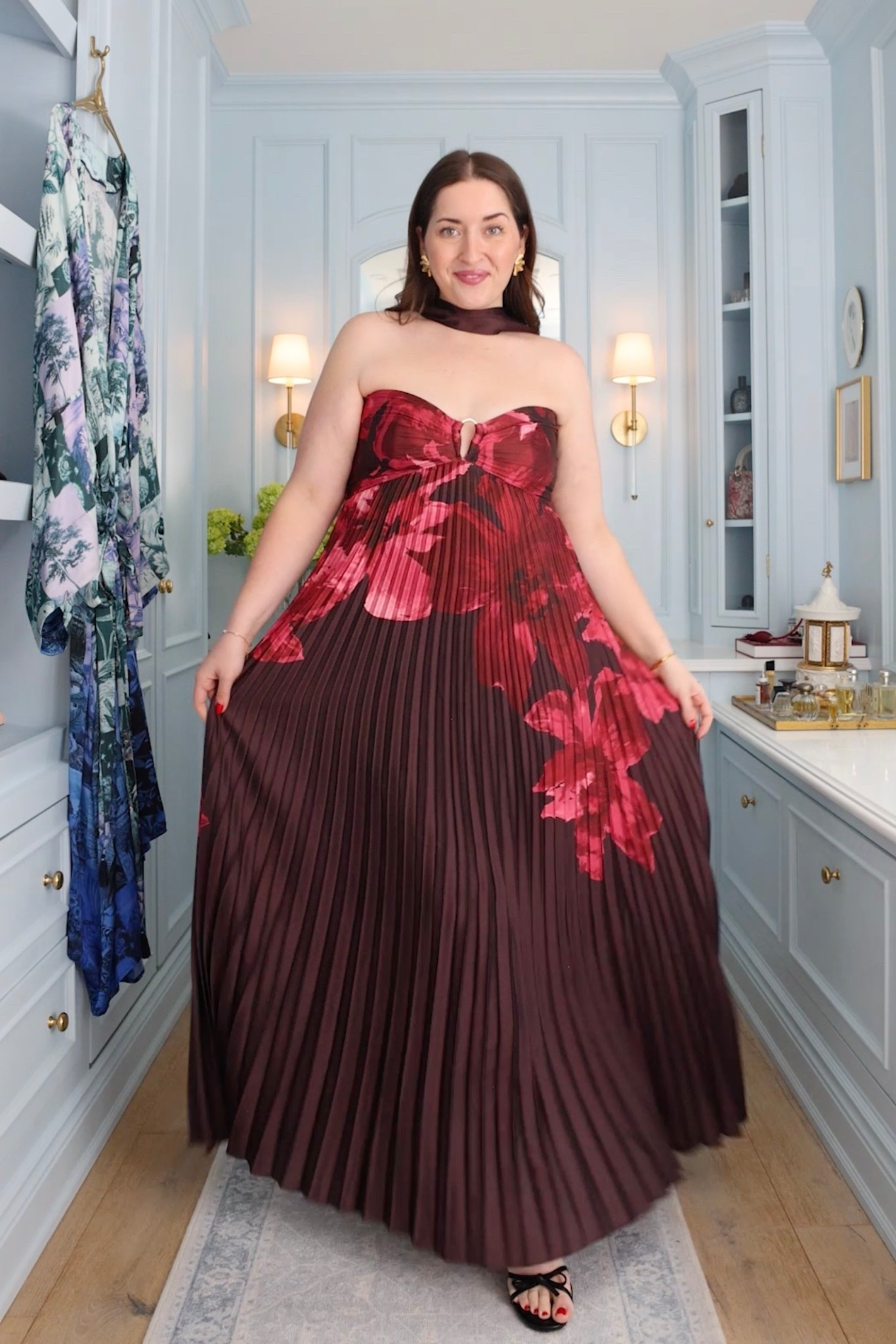 Wedding guest dress inspo / floral dress / spring dress / summer dress / scarf dress / midsize 

Sizing: L in dress & shaper shorts 

#LTKdresses #LTKmidsize #LTKcurves