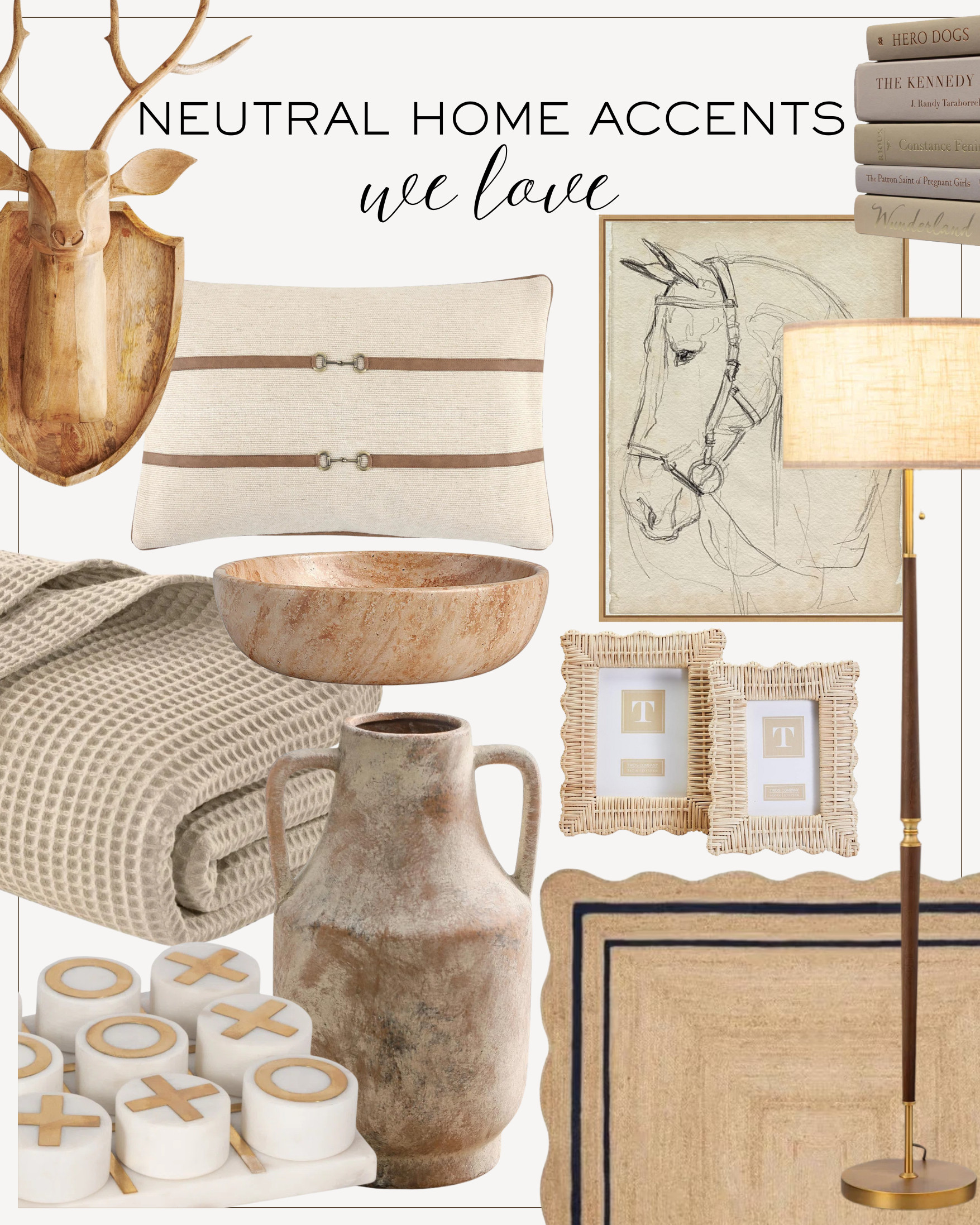 Neutral Accents That Transform a Space - Our favorite textures + tones for a polished, cozy home:
- Woven frames
- Rustic pottery
- Equestrian wall art
- Soft waffle throws

Shop these designer-inspired finds and get the look for less. 

 #NeutralDecorInspo #ClassicHomeStyle #AffordableHomeDecor #TexturedInteriors #equestrian #farmhouse #LTKHome #LTKFindsUnder50 #LTKFindsUnder100