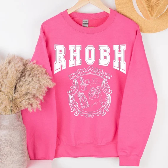 RHOBH Bravo Collegiate Crewneck Sweatshirt  Hot Pink Crew | Etsy | Etsy (US)