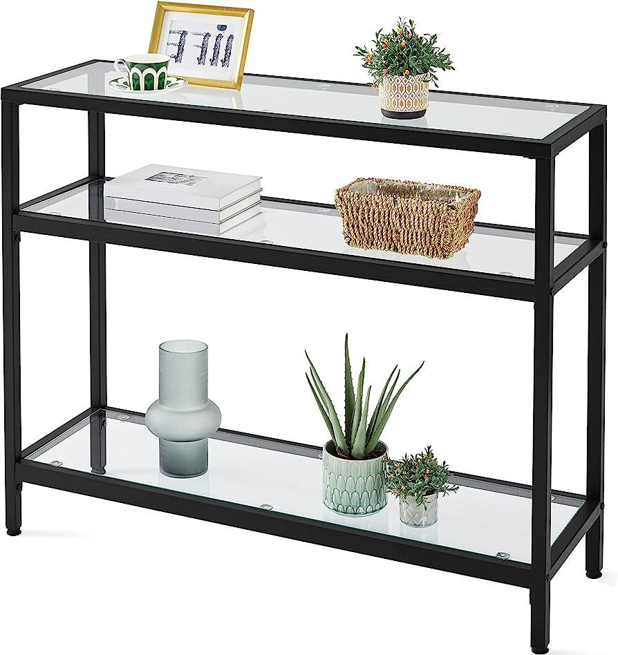 Yaheetech 39.5" Console Table with 3 Shelves,Tempered Glass Sofa Table, Modern Entryway Table wit... | Amazon (US)