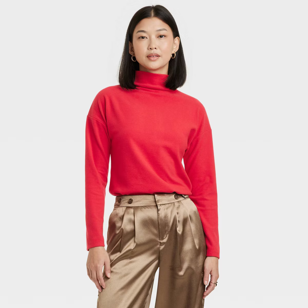 Women's Long Sleeve Mock Turtleneck T-Shirt - A New Day™ | Target