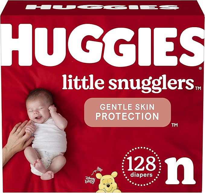 Baby Diapers Size Newborn (up to 10 lbs), 128ct, Huggies Little Snugglers | Amazon (US)