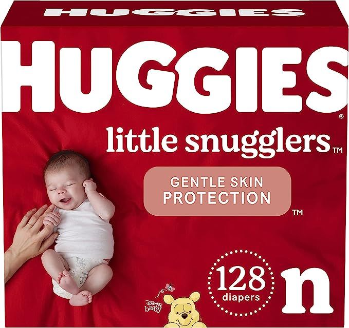 Baby Diapers Size Newborn (up to 10 lbs), 128ct, Huggies Little Snugglers | Amazon (US)