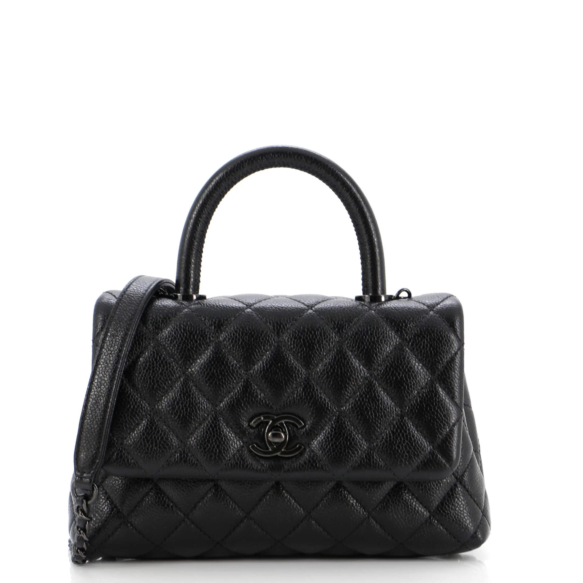 So Black Coco Top Handle Bag Quilted Caviar Mini | Shop Simon
