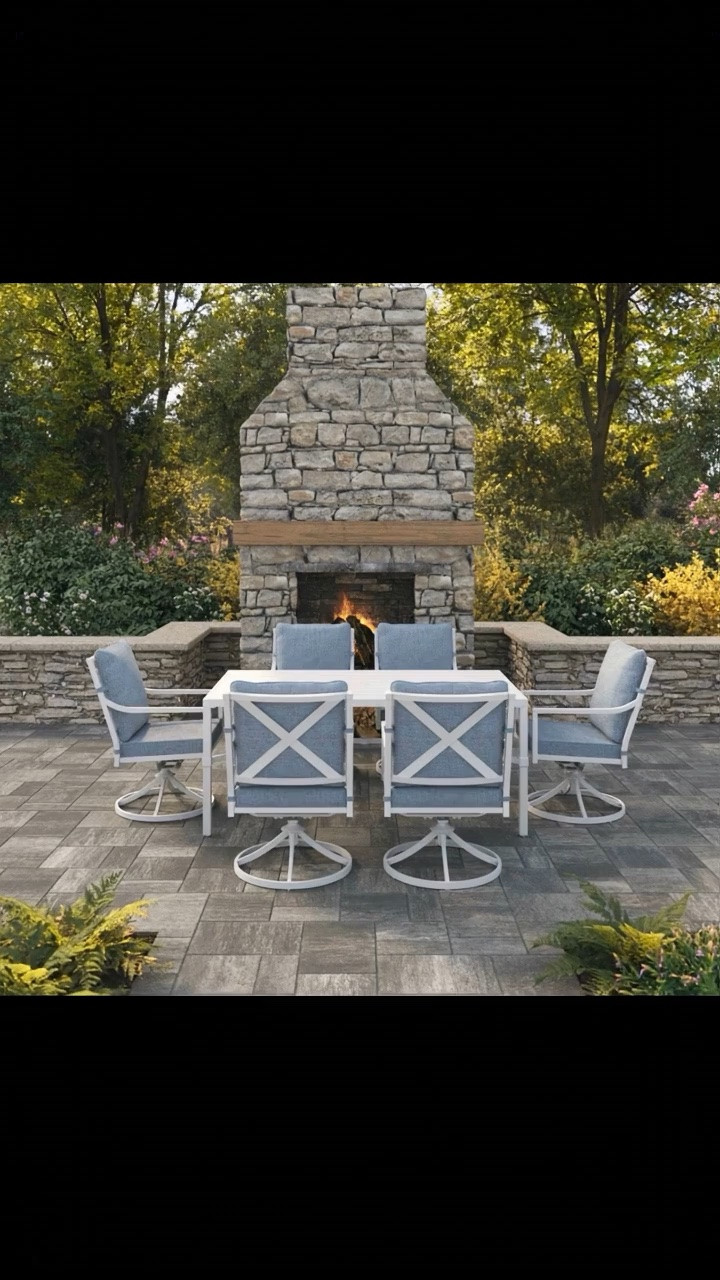 This Beautiful 💙⚪️My Texas House Cambria 7-Piece Outdoor Dining Set, White/Blue Will Sell out! Perfect for summer entertaining and dinners on the patio.

#patioseason #mytexashouse #patiofurniture

#LTKHome #LTKSaleAlert