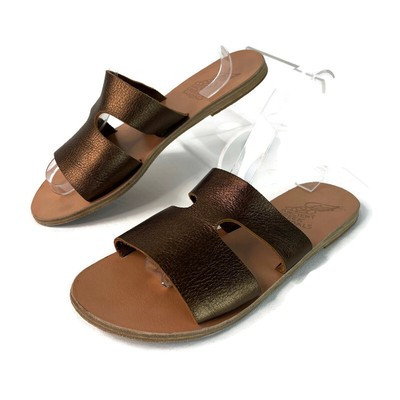 Ancient Greek Sandals Womens Apteros Brown Bronze Slide Flat Sandal Slip-On 40  | eBay | eBay US