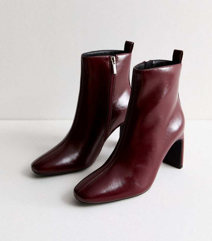 Burgundy Square-Toe Ankle Boots | New Look | New Look (UK)