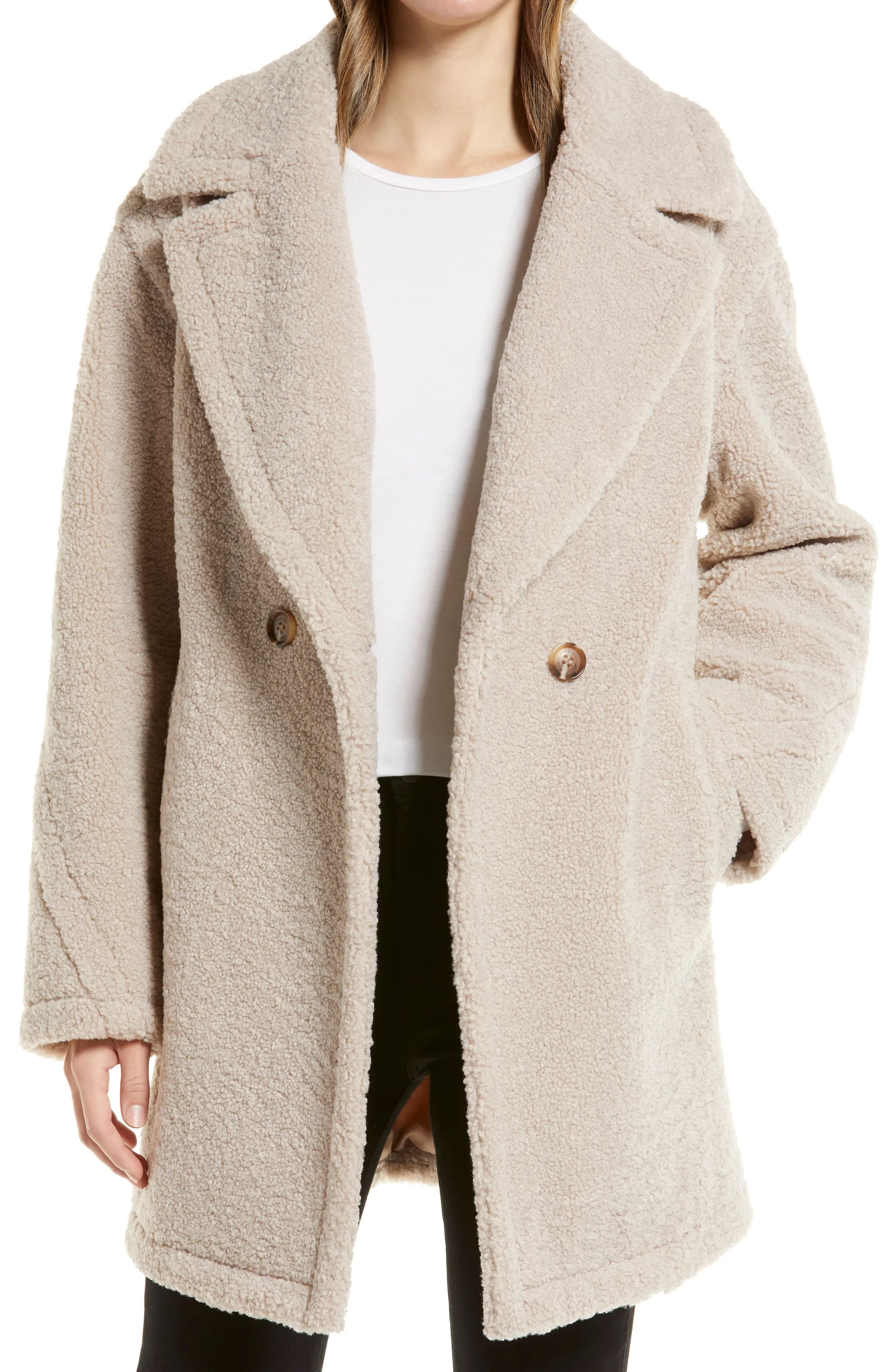 Sam Edelman Faux Shearling Teddy Jacket, Size Xx-Large in Beige at Nordstrom | Nordstrom