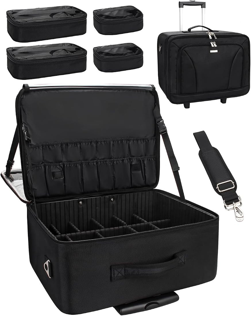 MONSTINA Rolling Makeup Train Case,Trolley Cosmetic Case,3-Layer Cosmetic Organizer,Extra Large M... | Amazon (US)