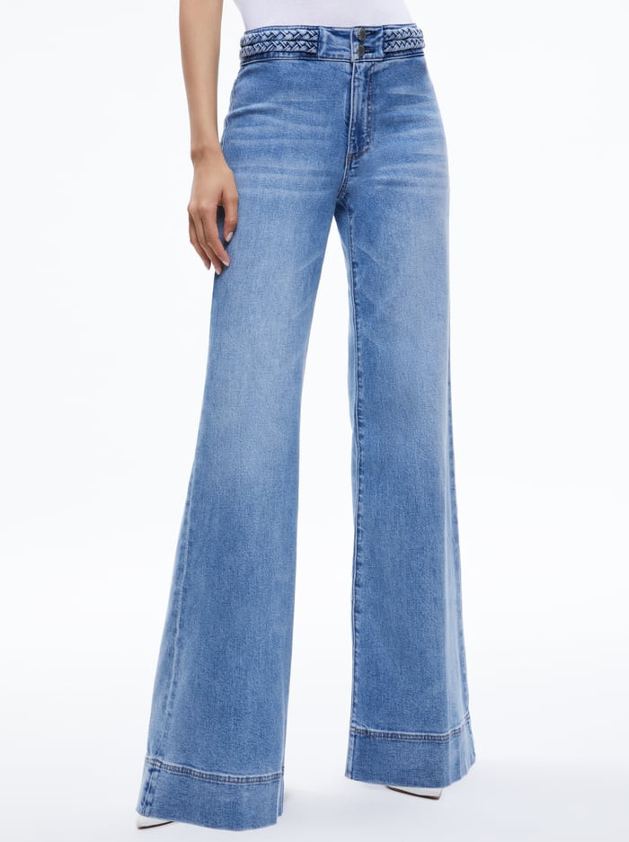 MISSY BRAIDED WAISTBAND JEAN | Alice + Olivia