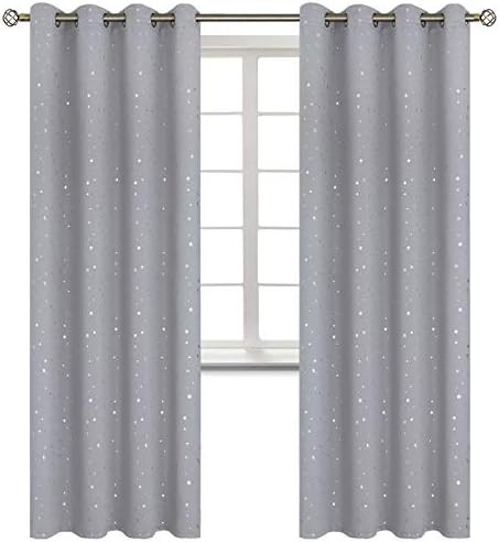 BGment Kids Blackout Curtains for Bedroom - Silver Star Printed Thermal Insulated Room Darkening ... | Amazon (CA)