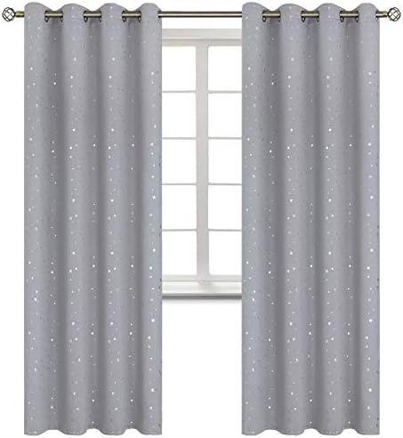 BGment Kids Blackout Curtains for Bedroom - Silver Star Printed Thermal Insulated Room Darkening ... | Amazon (CA)