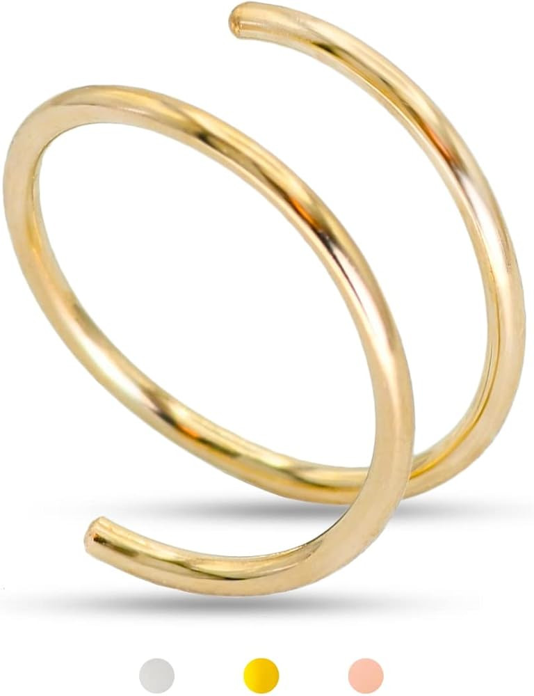 LUCKYJEWUS Double Nose Ring Hoop for Single Piercing, 14k Gold Filled or Sterling Silver Spiral T... | Amazon (US)
