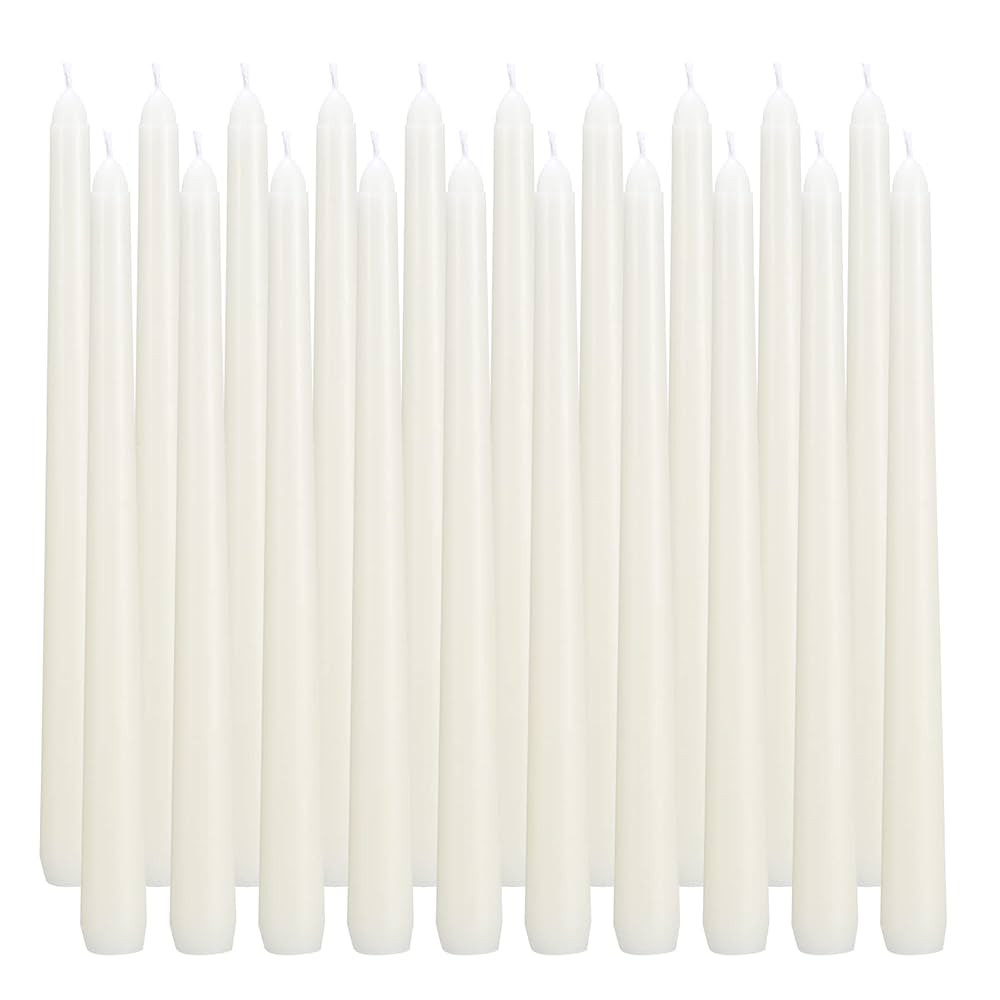 flamecan Ivory Taper Candles, Set of 20 Unscented and Smokeless 10 Inch Taper Candles Long Burnin... | Amazon (US)