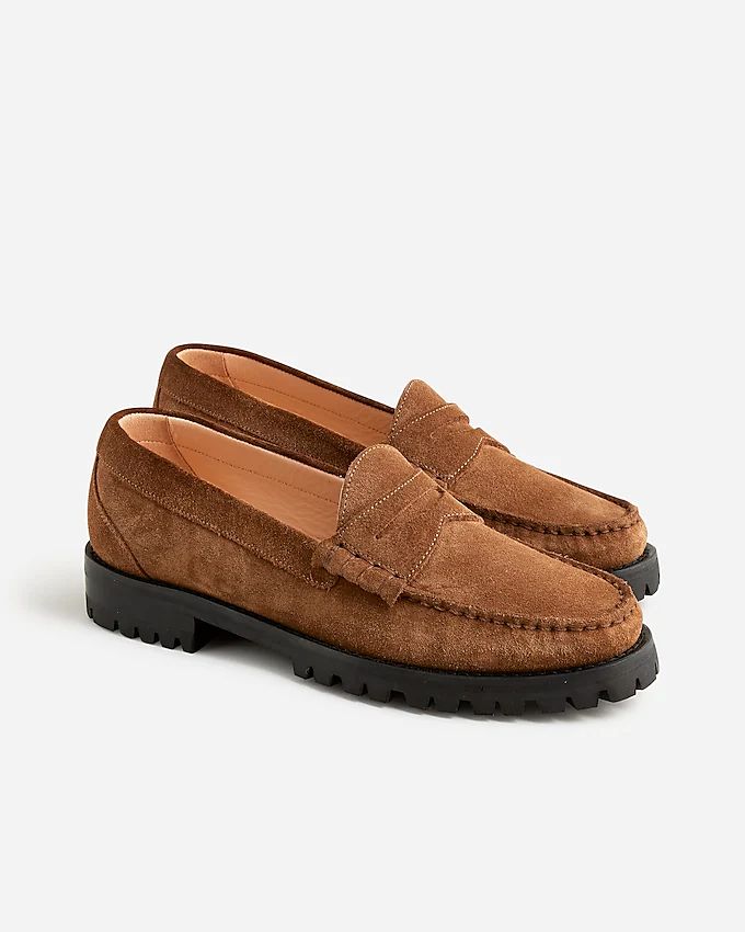 Winona lug-sole penny loafers in suede | J.Crew US