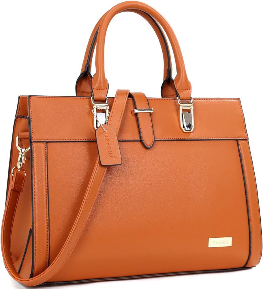 Dasein Designer Top Handle Handbag Flap Over Belt Closure Shoulder Bag Work Satchel Purse | Amazon (US)