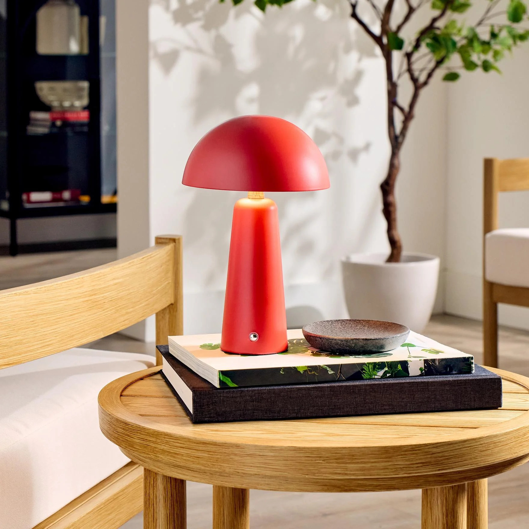 Better Homes & Gardens 9.5" Red Dome Rechargeable LED Portable Lamp with Dimmable Touch Sensor | Walmart (US)