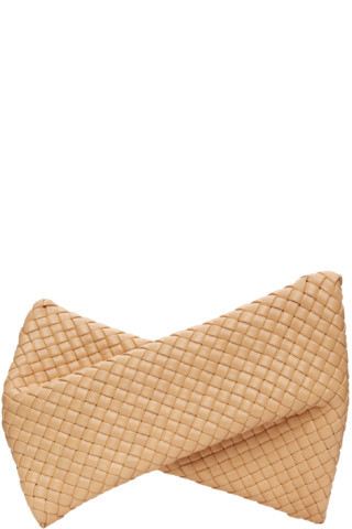 Beige Intrecciato 'The Crisscross' Clutch | SSENSE