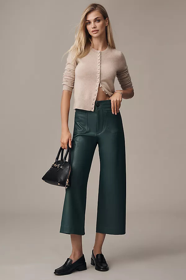 The Colette Faux-Leather Crop Wide-Leg Pants by Maeve | Anthropologie (US)