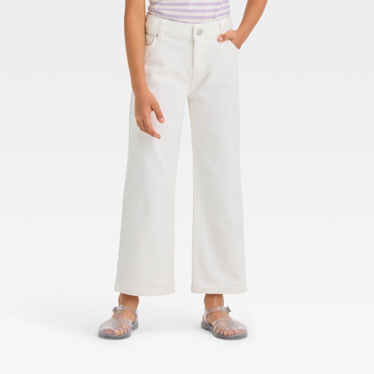 Girls' Mid-Rise Wide Leg Crop Jeans - Cat & Jack™ | Target