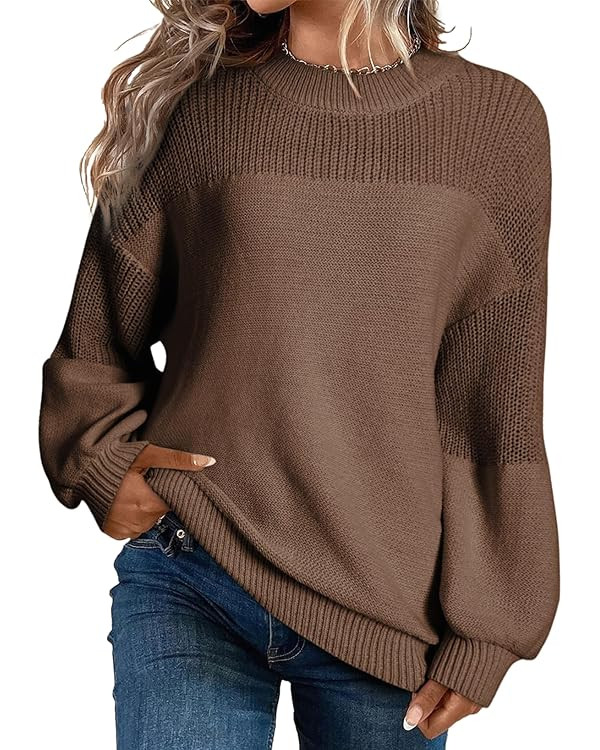 Dokotoo Women's Casual Long Sleeve Sweaters Loose Crewneck Knit Solid Pullover Sweater Jumper Top... | Amazon (US)