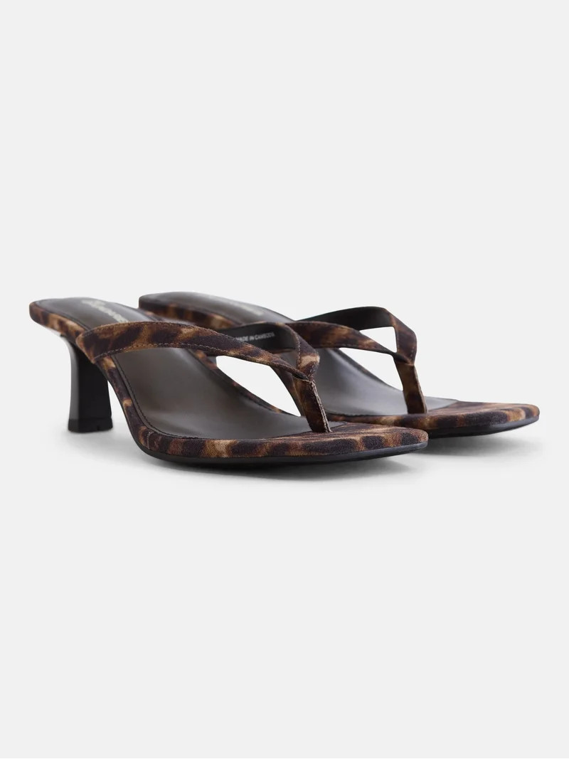 No Boundaries Women's Kitten Heel Thong Sandals | Walmart (US)