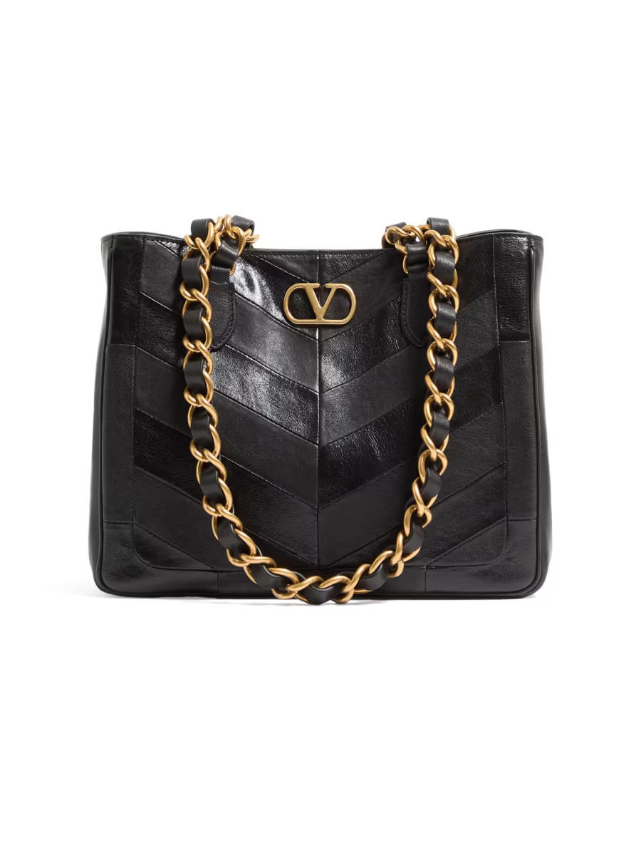 Laseine Small Shopping Bag in Chevron-Patterned Nappa Leather | Saks Fifth Avenue