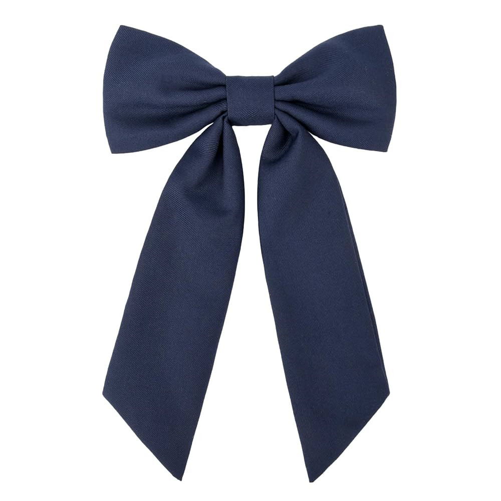DEEKA Navy Blue Uniform Hair Bow with Long Tail Back to School Accessories Soft Fabric Alligator ... | Amazon (US)