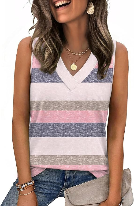 Zeagoo Tank Top for Women V Neck Loose Fit Sleeveless Summer Tops Business Casual Outfits Dressy ... | Amazon (US)