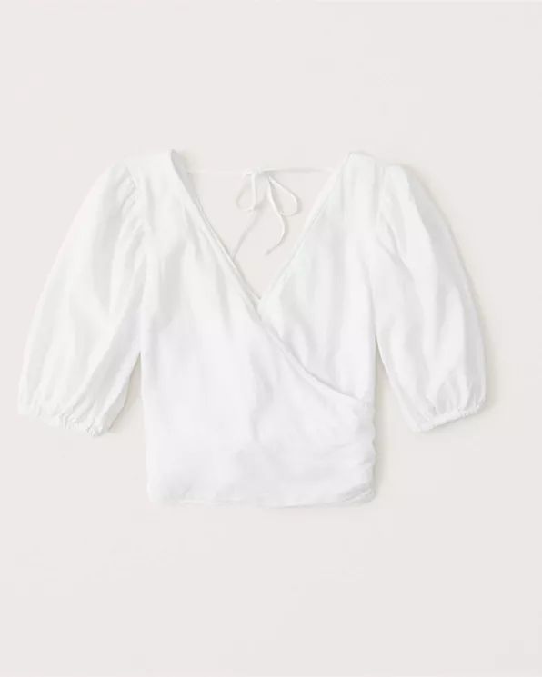 Puff-Sleeve Wrap-Front Blouse | Abercrombie & Fitch US & UK