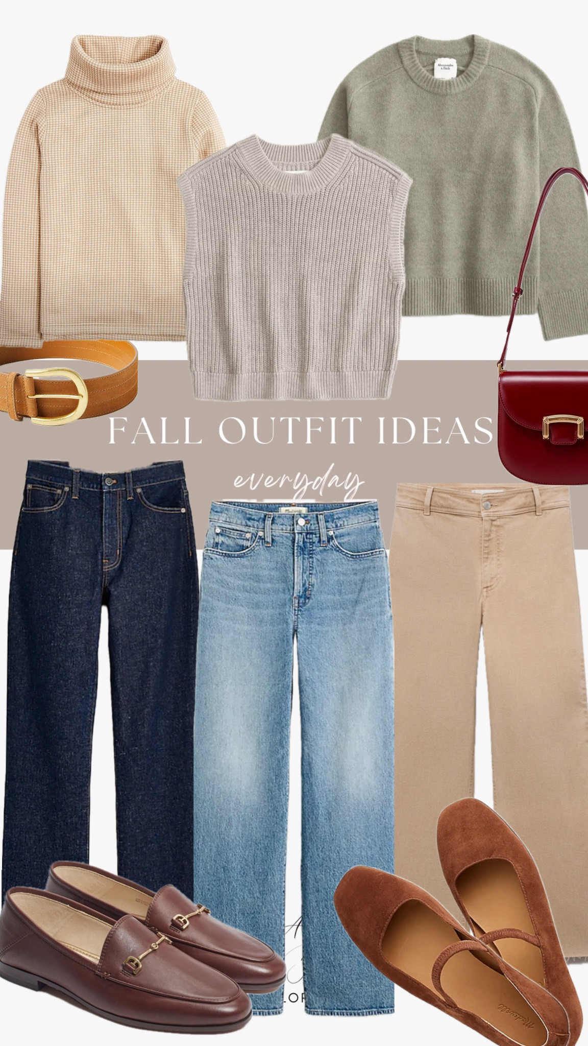 Practical and easy outfits for a cozy fall day!

Sweaters, sweater weather, sweater outfits, waffle knit sweater, crew neck sweater, jeans, denim styling, dark wash denim, wide leg denim, beige denim, medium wash denim, denim looks, dark cherry, dark cherry accessories, fall looks, weekend outfit, brunch outfit, fall weekend look 