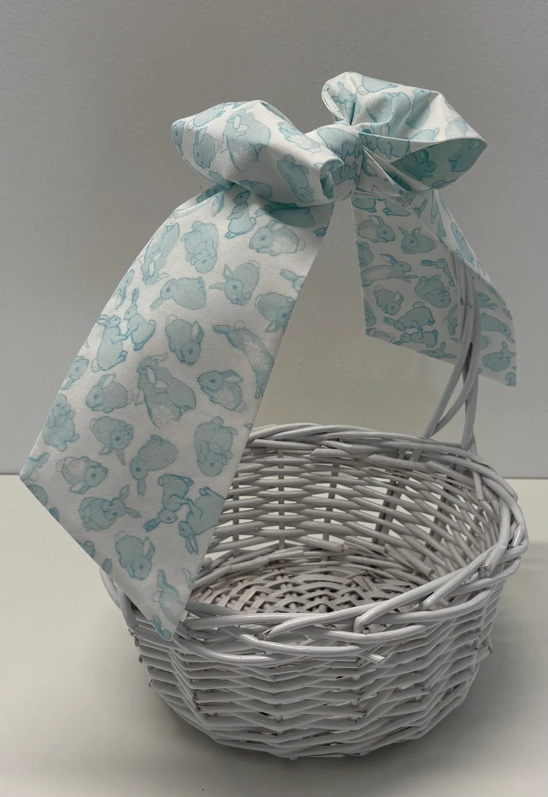 Teal Bunny Easter Basket Bow, Pre-Tied Fabric Gift | Etsy (US)